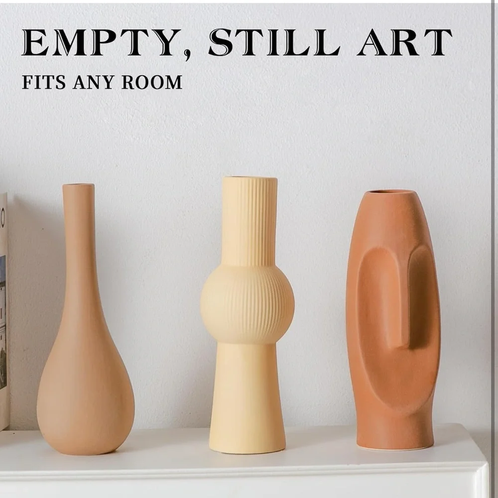 Neutral Ceramic Sculptural Vase Collection for centerpieces